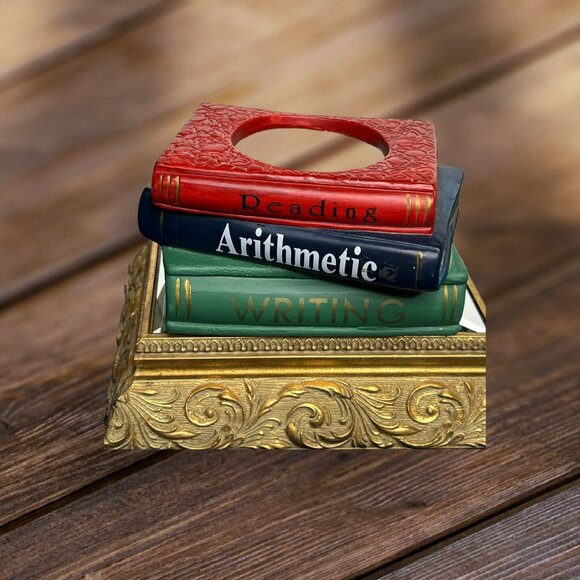 Vintage Multi-Color Ceramic Stacked Book Shaped Succulent Planter - Picture 3 of 8